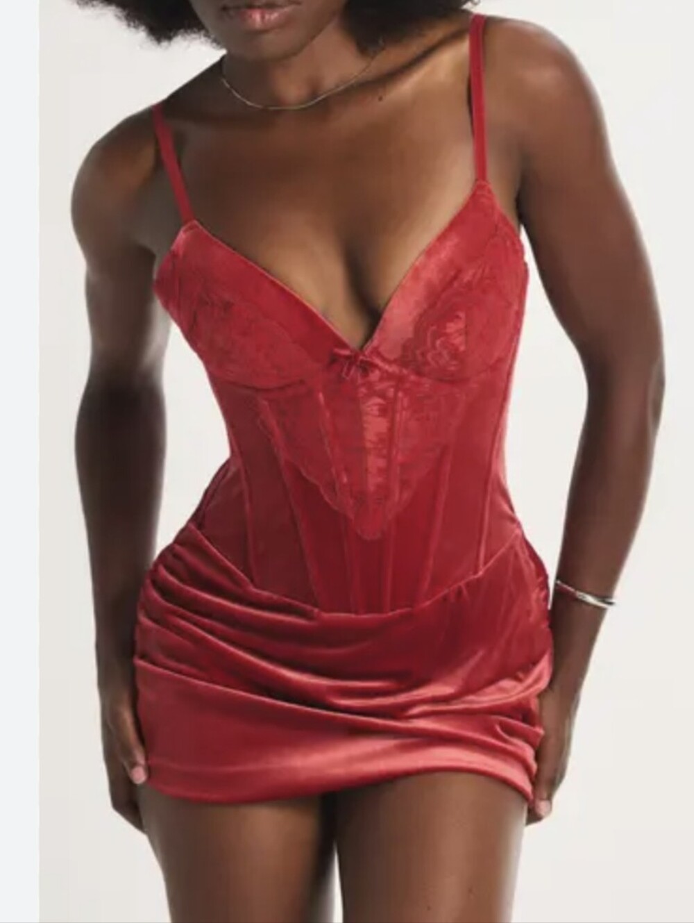 Savage X Fenty Plush Rush Red Underwire Corset Slipdress Mini  Dress 16 - 18